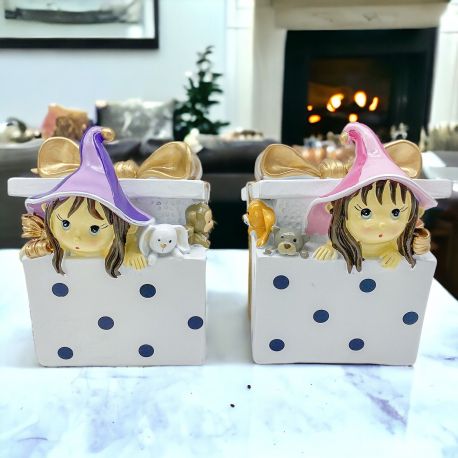 SALVADANAIA A FORMA DI SCATOLA CON STREGHETTA E PELUCHE - IDEE ORIGINALE BIMBA