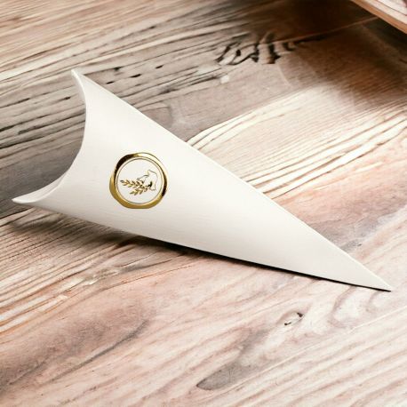 PORTACONFETTI A CONO CON SIMBOLO DELLA COLOMBA, CONFETTATA COMUNIONE E CRESIMA