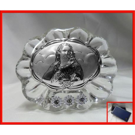 ICONA SACRA GESU CRISTO IN CRISTALLO E PLACCA STOCK A POCO PREZZO + SCATOLA