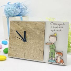 OROLOGIO DA TAVOLO PICCOLO PRINCIPE BOMBONIERE BATTESIMO, PRIMA COMUNIONE BIMBO PERSONALIZZABILE