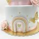 TORTA SCENOGRAFICA PERSONALIZZABILE CON ORSETTO E ARCOBALENO , NASCITA, BATTESIMO BIMBA