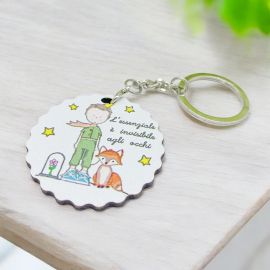 PORTACHIAVI PICCOLO PRINCIPE CON CITAZIONE "L'ESSENZIALE E' INVISIBILE AGLI OCCHI" O NOME E DATA