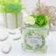 SCATOLINA PORTACONFETTI PERSONALIZZABILE CON ROSSELLINE PANNA E VERDI, CONFETTATA MATRIMONIO ELEGANTE