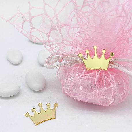 ELEGANTE CORONA IN PLEXIGLASS ORO PER CONFEZIONI, BOMBONIERE E DECORAZIONI CONFETTATA