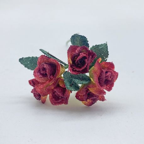 ROSERELLINA FINTA ROSSA E GIALLA PER BOMBONIERE E DECORAZIONI DI EVENTI