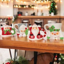 TAZZE NATALIZIE UP&DOWN IN CERAMICA ASSORTITE - BOMBONIERE SOLIDALI CON BABBO NATALE