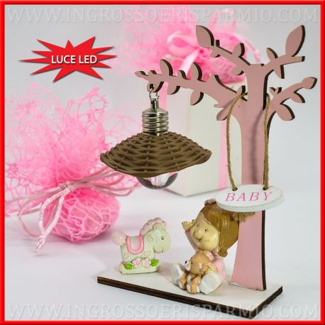 LAMPADA NOTTURNA LUCE A LED BATTESIMO BOMBONIERE BAMBINA