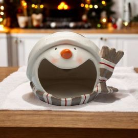 PORTATUTTO PUPAZZO DI NEVE CON SCIARPA RIGHE BABBO MATTO NATALE 2024