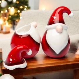 PORTACANDELA A FORMA DI BABBO NATALE CON COPERCHIO, DECORAZIONI NATALIZIE 2024