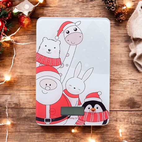 BILANCIA DIGITALE PESA ALIMENTI CON BABBO NATALE, PINGUINO, ORSETTO E CONIGLIETTO - NATALE 2024