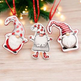 DECORAZIONI NATALIZIE A FORMA DI GNOMO SEGNAPOSTO E CHIUDIPACCO NATALIZIO