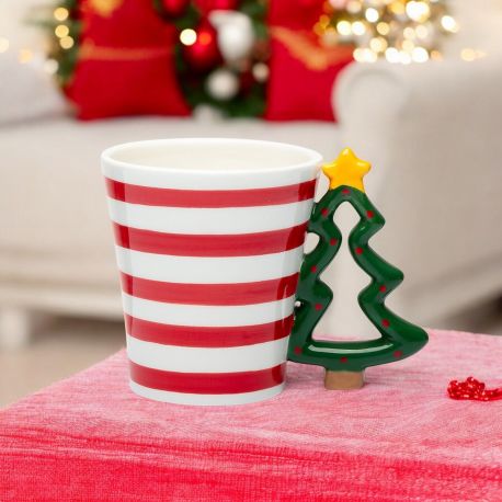 TAZZA NATALIZIA CON MANICO A FORMA DI ALBERO REGALO SPECIALE