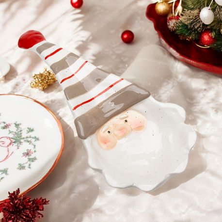 POGGIAMESTOLO A FORMA DI BABBO NATALE IN CERAMICA PER FESTE NATALIZIE 2024