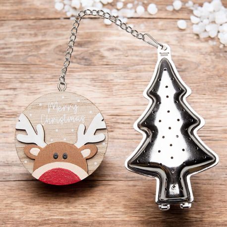 FILTRO PER TISANA ALBERO DI NATALE CON RENNA E SCRITTA MERRY CHRISTMAS