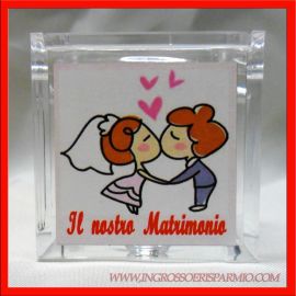 SCATOLA PLEX NOZZE BACIO SPOSI CONFETTATA ECONOMICA OFFERTA STOCK FAI DA TE