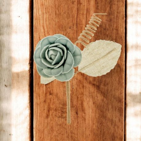 DECORAZIONE ROSA FINTA CELESTE PER CONFEZIONI BATTESIMO E COMUNIONE