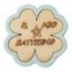 APPLICAZIONE, DECORAZIONE QUADRIFOGLIO MASCHIETTO CON SCRITTA IL MIO BATTESIMO BATTESIMO