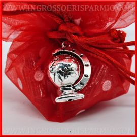 CIONDOLO MAPPAMONDO GIREVOLE IDEE LAUREA APPLICAZIONI TEMA VIAGGIO