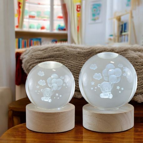 LAMPADA LED ORSETTO PALLONCINO NUVOLETTE BATTESIMO COMPLEANNO