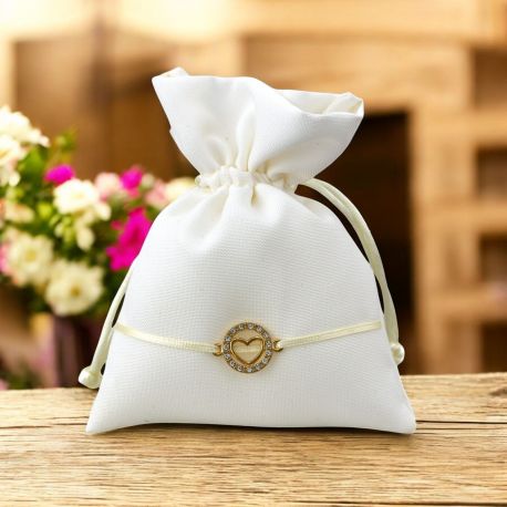 SACCHETTO PORTACONFETTI CIONDOLO CUORE STRASS MATRIMONIO ANNIVERSARIO
