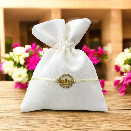 SACCHETTO PORTACONFETTI CIONDOLO CORONA STRASS - MATRIMONIO ANNIVERSARIO