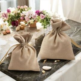 SACCHETTO PER CONFETTI MARRONE CON TIRANTI CONFETTATA ECONOMICA PER OGNI EVENTO