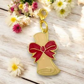 CIONDOLO PERGAMENA FIOCCO ROSSO LAUREA ECONOMICI ORIGINALE CONFETTATA