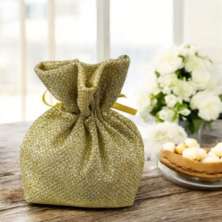 SACCHETTI PORTACONFETTI A PALLA ECONOMICI PER NOZZE ORO