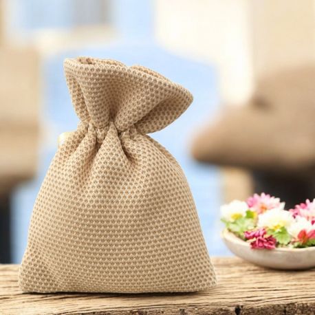 SACCHETTI PORTACONFETTI ECONOMICI BEIGE CON TIRANTI PER OGNI EVENTO