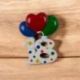 MAGNETE NUMERO 18 CON PALLONCINI COLORATI A CUORE, CONFETTATA ORIGINALI 18 ANNI