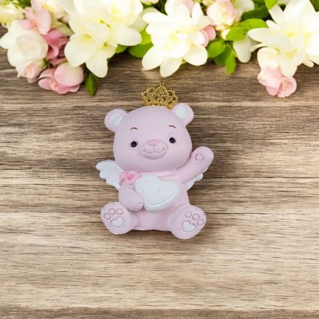 MAGNETE ORSETTO CORONA CUORE NASCITA BIMBA BABY SHOWER