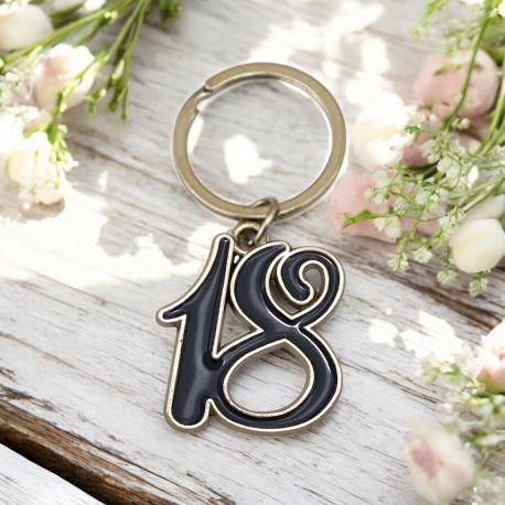 PORTACHIAVE NUMERO 18 NERO PER DICIOTTESIMO FESTA RAGAZZO RAGAZZA