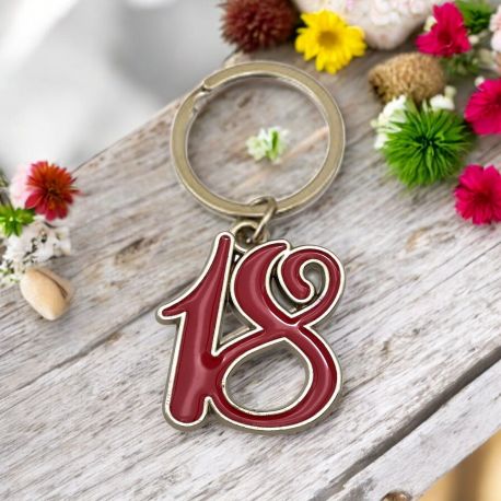 PORTACHIAVE NUMERO DICIOTTO ROSSO PER DICIOTTESIMO