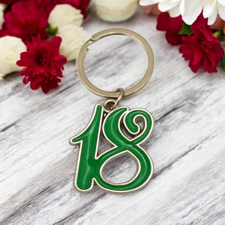 PORTACHIAVE NUMERO 18 VERDE DICIOTTESIMO CONFETTATA ORIGINALE