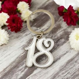 PORTACHIAVE NUMERO DICIOTTO BIANCO, BOMBONIERA SPECIALE DICIOTTESIMO
