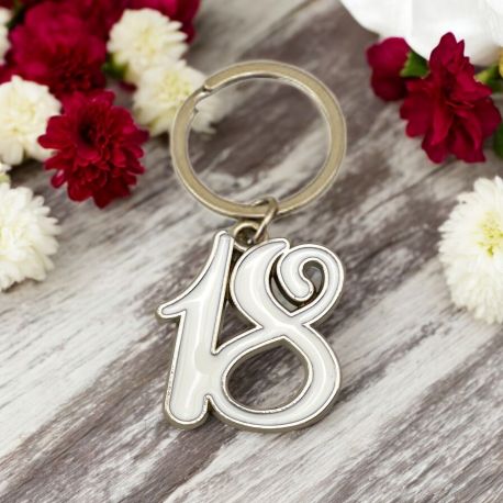 PORTACHIAVE NUMERO DICIOTTO BIANCO, BOMBONIERA SPECIALE DICIOTTESIMO