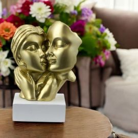 BOMBONIERA MATRIMONIO ELEGANTE BUSTO GOLD COPPIA BACIO
