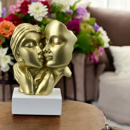 BOMBONIERA MATRIMONIO ELEGANTE BUSTO GOLD COPPIA BACIO