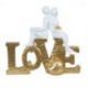SCRITTA LOVE ORO CON COPPIA LEI+LEI CON CUORE IN MANO