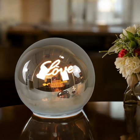 SFERA VETRO FUME' LUCE LOVE MATRIMONIO ANNIVERSARIO