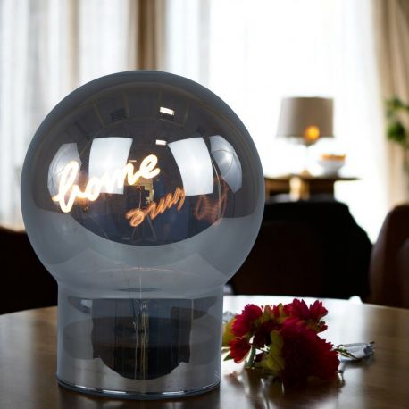 SFERA VETRO FUME' CON BASE E LUCE LED SCRITTA LOVE MATRIMONIO ANNIVERSARIO