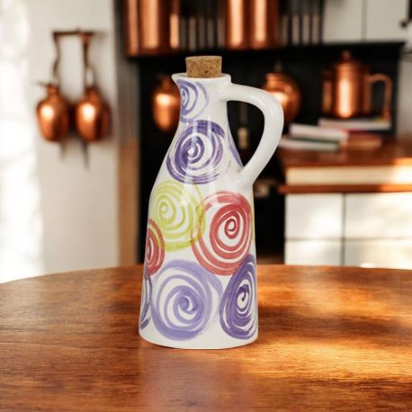 OLIERA SLIM CON TAPPO IN SUGHERO E DISEGNI CIRCOLARI ASTRATTI