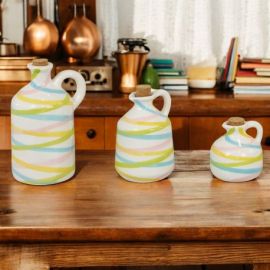 OLIERA TONDA TAPPO SUGHERO STRISCE COLORATE - MATRIMONIO ANNIVERSARIO IDEE PARTICOLARI