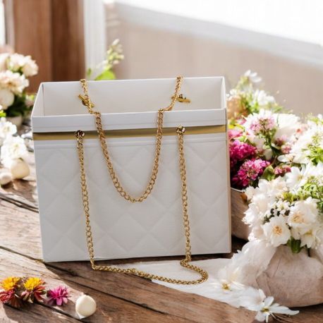 VASO PORTAPIANTE A FORMA DI BORSETTA BIANCO CON CATENELLA