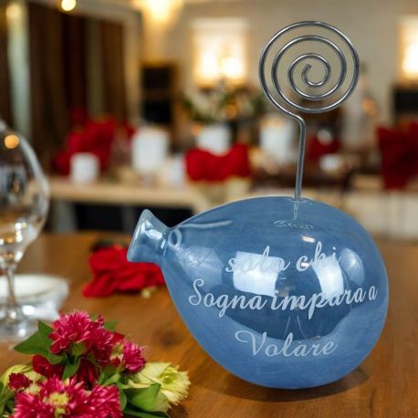 MEMOCLIP PALLONCINO BLU CON FRASE SEGNAPOSTO EVENTO BIMBO