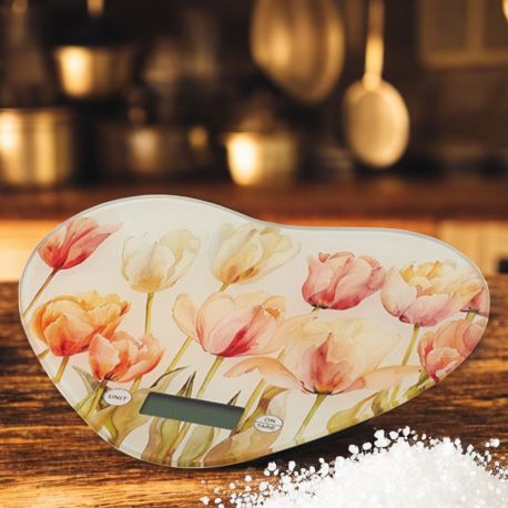 BILANCIA PESA ALIMENTI CUORE TULIPANI MATRIMONIO ANNIVERSARIO