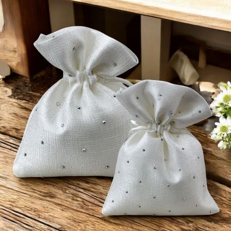 SACCHETTINI PORTACONFETTI DECORATI CON STRASS BIANCHI ELEGANZA E STILE PER IL TUO EVENTO