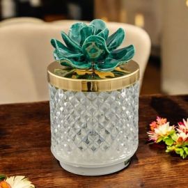 LAMPADA LED EFFETTO DIAMANTE CON FIORE VERDE CON LUCE RGB E TELECOMANDO