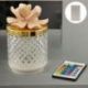 LAMPADA LED EFFETTO DIAMANTE COPERCHIO CON FIORE CAPODIMONTE ROSA