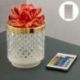 LAMPADA LED EFFETTO DIAMANTE CON COPERCHIO CON FIORE ROSSO CAPODIMONTE
